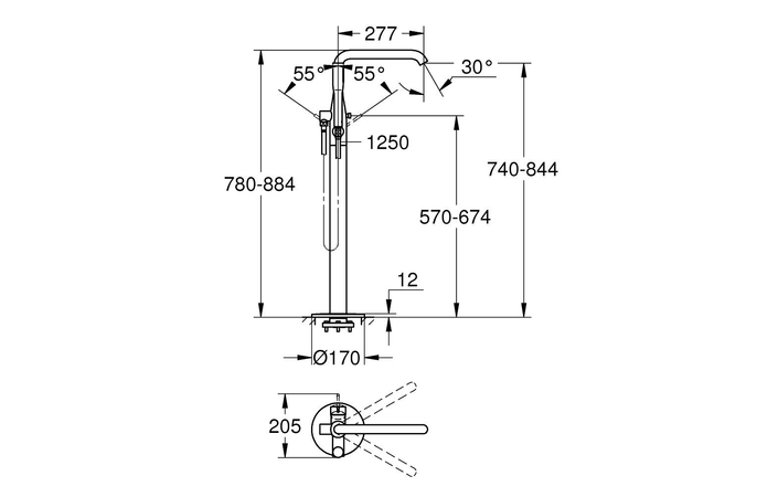 Змішувач підлоговий для ванни Essence 25248KF1 Black Grohe - Зображення 164730918-31f41.jpg