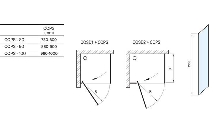 Душова стінка нерухома одноелементна COPS-100 чорний Transparent X9VVA0300Z1 RAVAK - Зображення 164731396-d3ea8.jpg