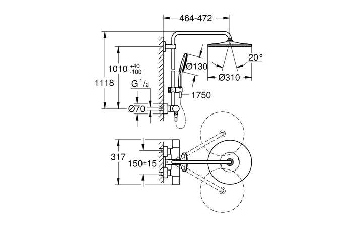 Душова система Rainshower Smartactive 310 22119KF0 Grohe - Зображення 164731623-e4091.jpg
