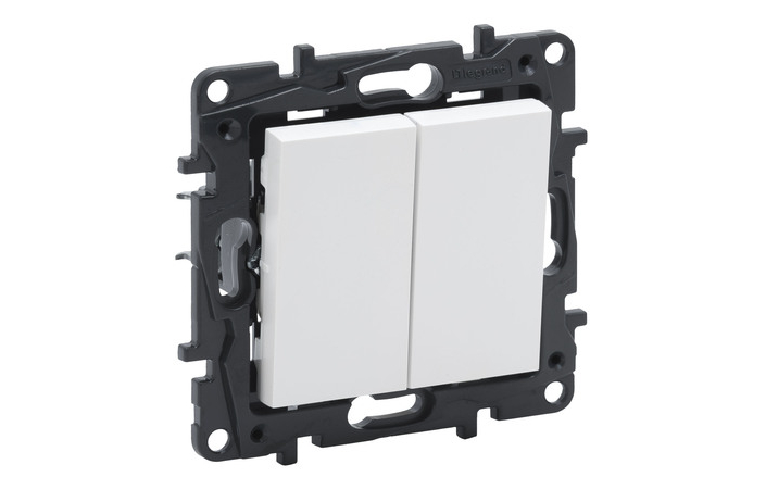 Выключатель 2-клавишный автоматические клеммы 10А Niloe Step Белый 863105 Legrand - Зображення 164732378-74d30.jpg