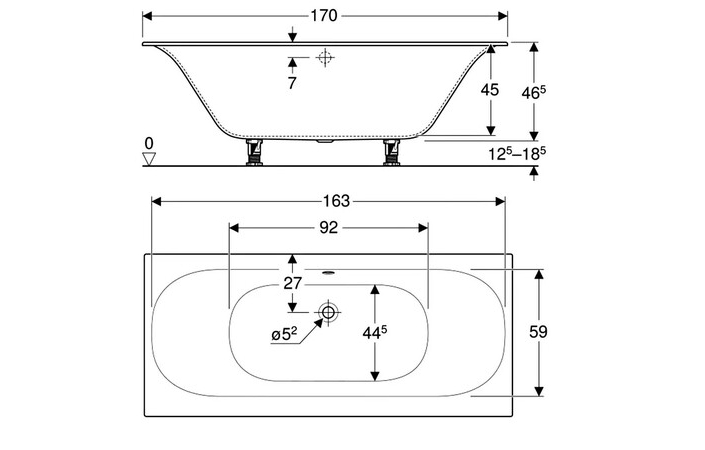 Ванна прямоугольная Soana Slim Rim Duo с ножками 170x75 554.003.01.1 Geberit - Зображення 164734905-0fab7.jpg