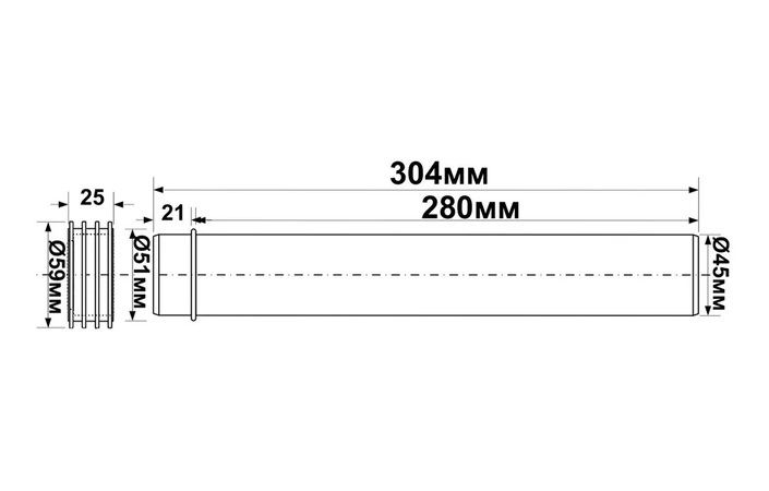Трубка каналізаційна з ущільнювачем L-304 мм чорна FP45R-NSNC McAlpine - Зображення 164735802-93e11.jpg