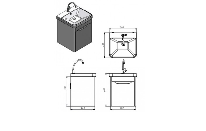 Шафка з умивальником Livorno Lvr-50 структний сірий Juventa - Зображення 164743087-5e7e8.jpg