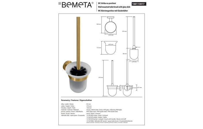Туалетный ёршик с держателем Sablo 160113017 Bemeta - Зображення 164746719-3cfba.jpg