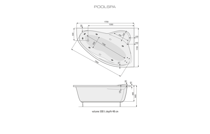 Ванна асиметрична права Europa 170x115, POOL SPA - Зображення 169901-b5b07.jpg