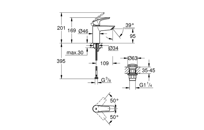 Змішувач для умивальника Eurosmart S-Size 239222433 Grohe - Зображення 170423939-7149e.jpg