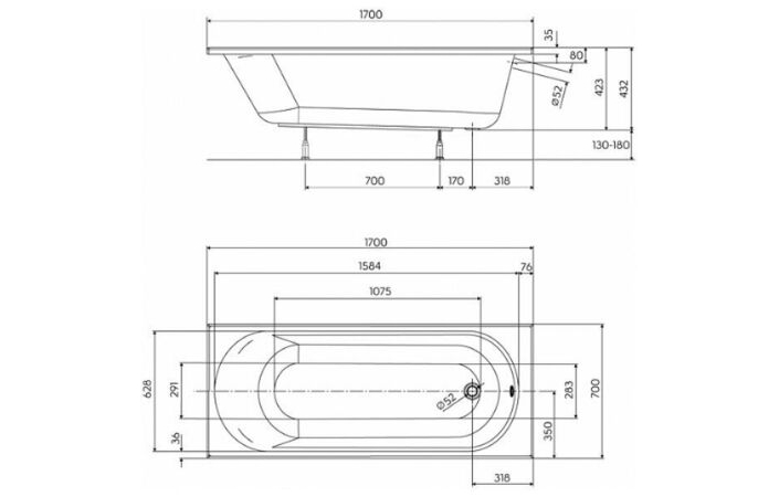 Комплект Ванна прямоугольная с ножками Opal Plus 170x70 Kolo Смеситель для ванны Lento 15490501 Adell - Зображення 17112593-1dca5.jpg