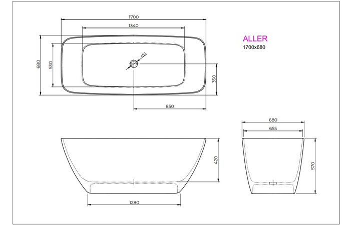 Ванна ALLER 170x70 White StudioStone - Зображення 171920226-299d2.jpg