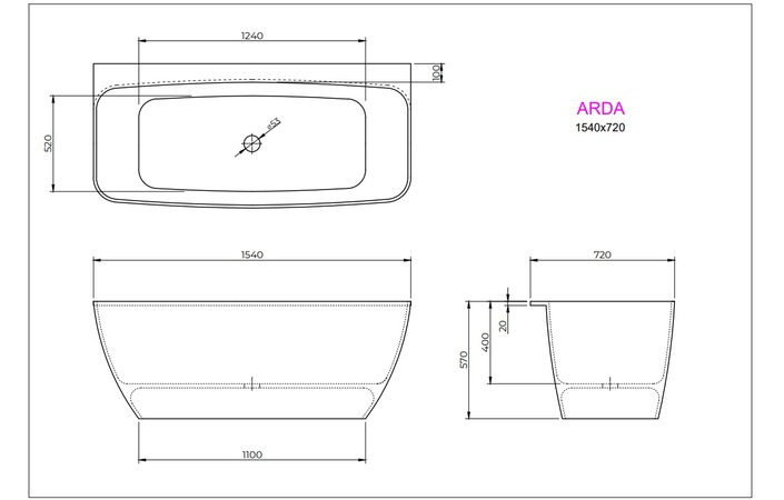 Ванна ARDA 154x72 White StudioStone - Зображення 171920227-bfac7.jpg