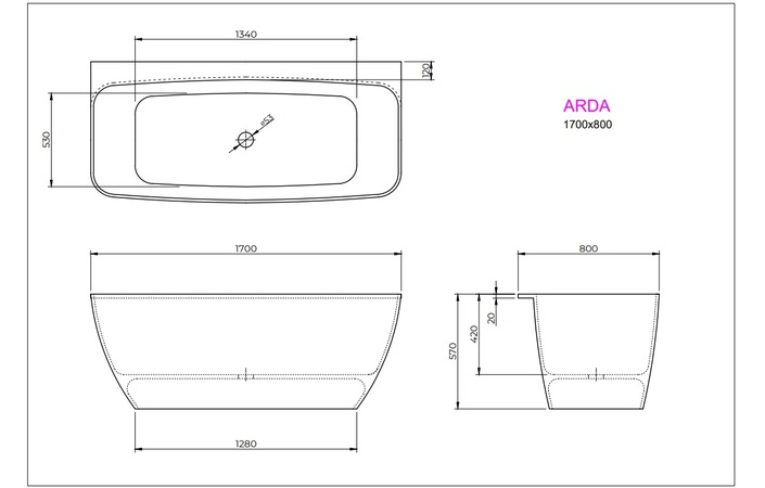 Ванна ARDA 170x80 White StudioStone - Зображення 171920228-b3129.jpg