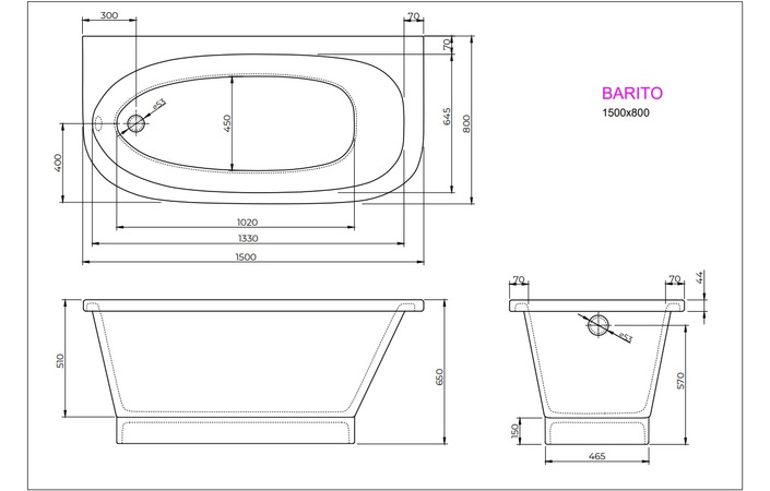 Ванна BARITO 150x80 White StudioStone - Зображення 171989589-b9fae.jpg
