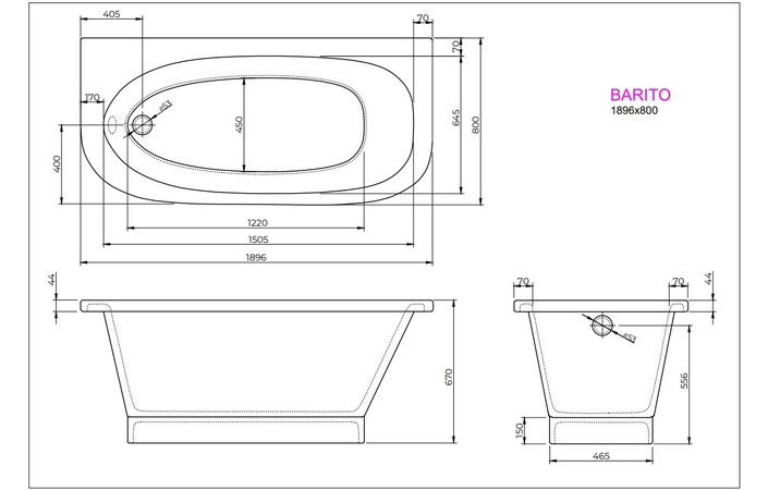 Ванна BARITO 190x80 White StudioStone - Зображення 171989591-515b7.jpg