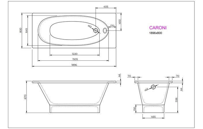 Ванна CARONI 190x80 White StudioStone - Зображення 171989623-f4da5.jpg