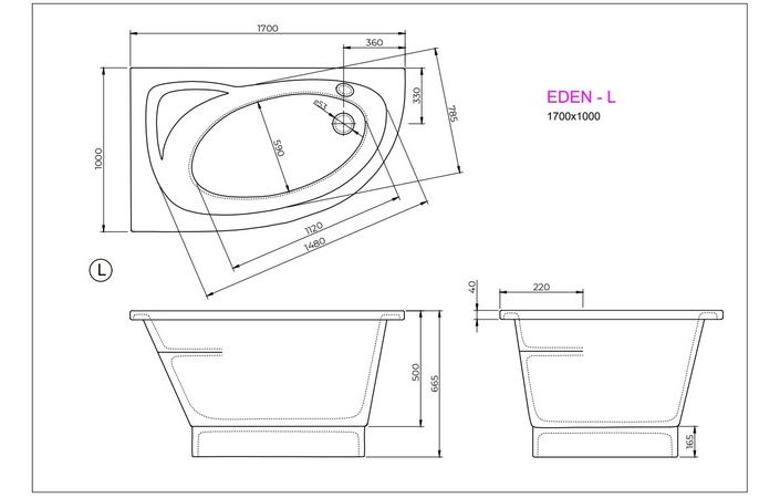 Ванна EDEN L 170x100 White StudioStone - Зображення 171989634-33b2b.jpg