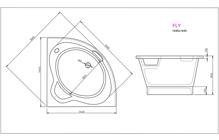 Ванна FLY 145x145 White StudioStone - Зображення 171990325-08edc.jpg
