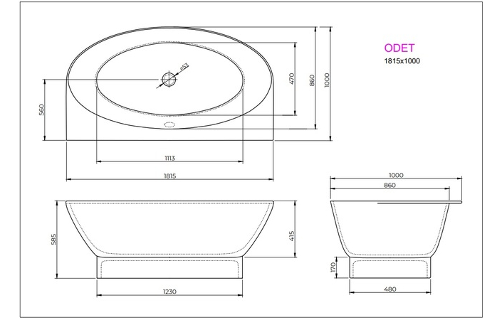 Ванна ODET 181x100 White StudioStone - Зображення 171990351-ef46c.jpg
