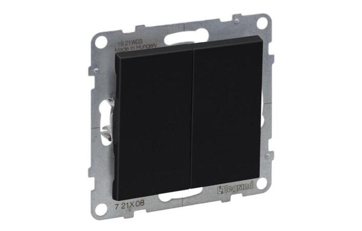 Переключатель 2-клавишный 10А автоматические клеммы Suno Черный 721408 Legrand - Зображення 172630176-abcbd.jpg