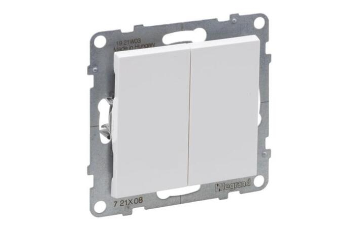 Переключатель 2-клавишный 10А автоматические клеммы Suno Белый 721108 Legrand - Зображення 172630285-a0641.jpg