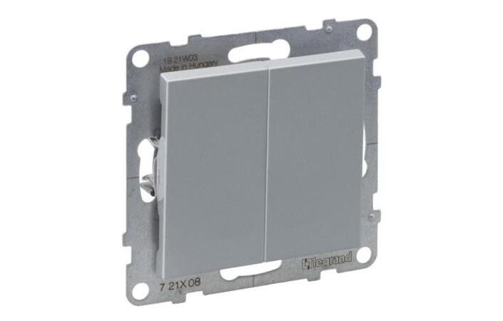 Переключатель 2-клавишный 10А автоматические клеммы Suno Алюминий 721308 Legrand - Зображення 172630311-9d60b.jpg