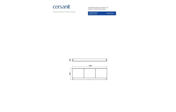 Панель для ванни універсальна Smart 170, Cersanit - Зображення 172974-55258.jpg