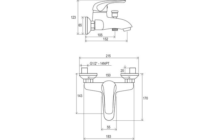 Змішувач для ванни RS 022.00-150 ROSA X070011 RAVAK - Зображення 173136-e129b.jpg
