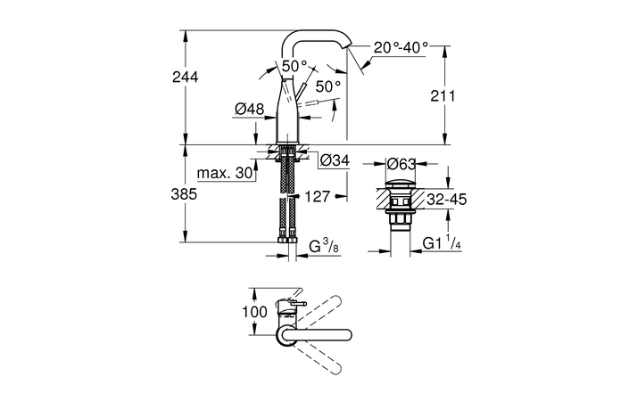 Змішувач для умивальника Essence L-Size 24182001 Grohe - Зображення 173738131-14174.jpg