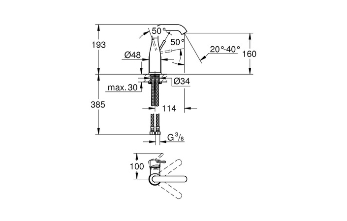 Смеситель для умывальника Essence M-Size 24181001 Grohe - Зображення 173738132-ea629.jpg