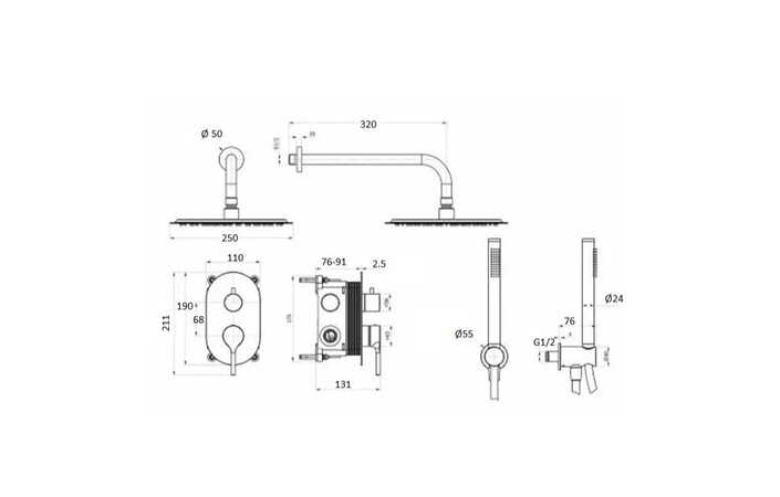 Душевая система Diament Nickel PVD Brushed 4129-501-21 Armaform - Зображення 174733130-bedd9.jpg