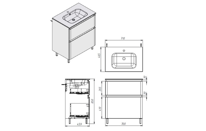 Шкафчик с умывальником Emily Em-70 черный Air-Line - Зображення 176105828-93ca2.jpg