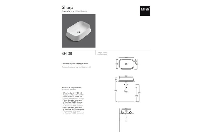 Умивальник Sharp SH 08 Antracite matt SIMAS - Зображення 177400-bd35e.jpg