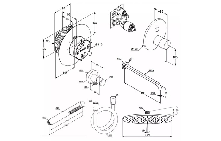 Душова система 7 в 1 Bozz білий matt 386585376 Kludi - Зображення 177854144-3e79e.jpg