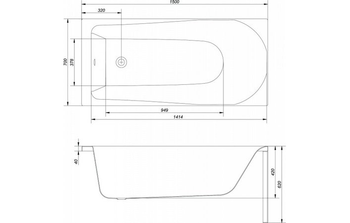 Ванна прямокутна Korat 150x70, Cersanit - Зображення 179420-b4957.jpg