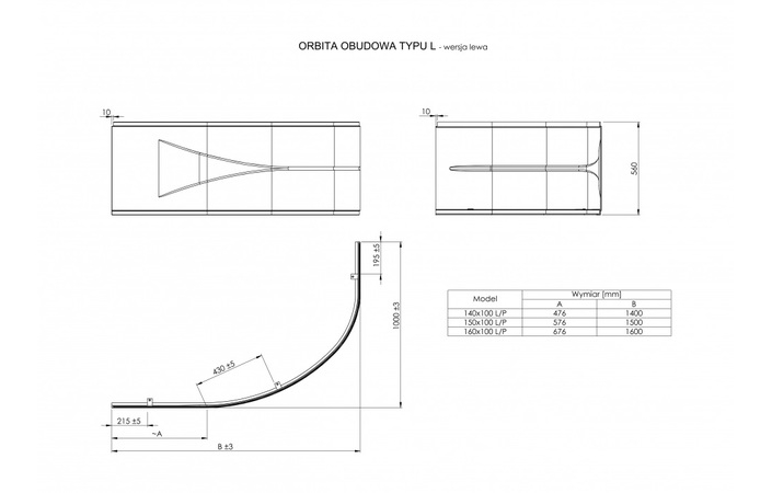 Панель до ванни асиметрична ліва Orbita 150x100, Roca - Зображення 179468-cc922.jpg