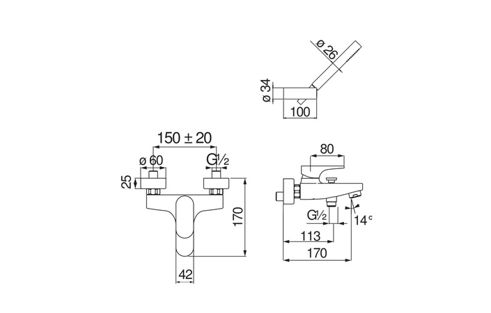 Змішувач для ванни Yoyo Mora matt YO126110BM Nobili - Зображення 179692279-45ebd.jpg