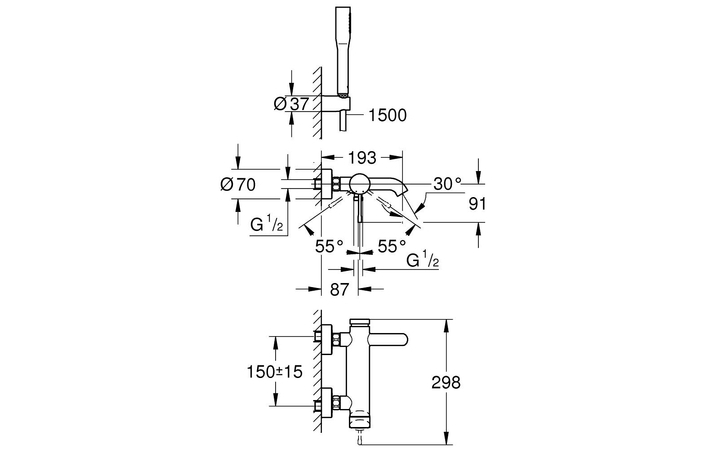 Смеситель для ванны Essence 25249001 Grohe - Зображення 182279358-a4b38.jpg