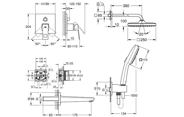 Набір змішувачів 5 в 1 Eurocube UA26417SC0L Grohe - Зображення 182319382-4bd6c.jpg
