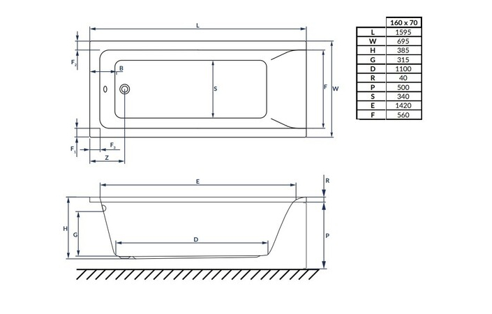 Ванна прямоугольная с сифоном Amelia 160x70 RADAWAY - Зображення 182550265-17975.jpg