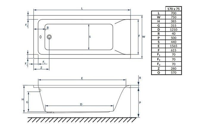 Ванна прямоугольная с сифоном Amelia 170x75 RADAWAY - Зображення 182550267-f70a1.jpg