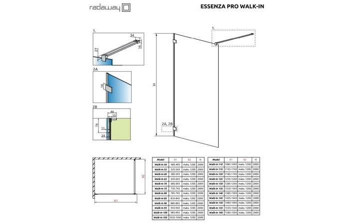 Душова стінка Essenza Pro Brushed Gold Walk-in 110x200 RADAWAY - Зображення 182762470-fffb5.jpg