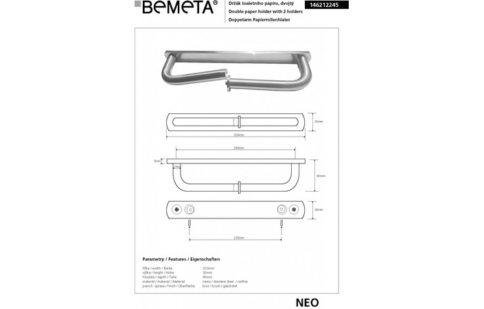 Держатель для туалетной бумаги Neo (146212245), Bemeta - Зображення 1830410-974f8.jpg