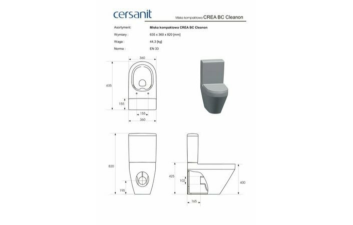 Унітаз підлоговий Crea Oval CleanOn з кришкою Slim дюропласт soft close (CCCZ1005956213) Cersanit - Зображення 1837028-33e5d.jpg