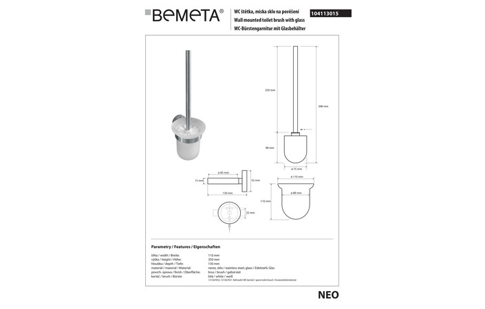 Туалетна щітка з тримачем Neo (104113015), Bemeta - Зображення 1842210-21186.jpg
