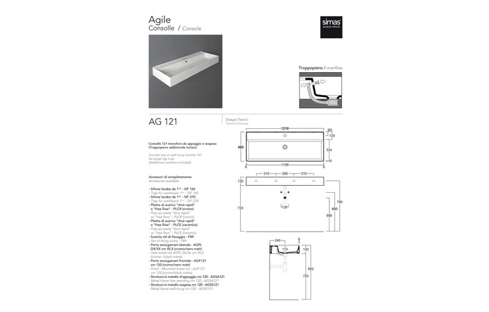 Умивальник AG 121 Agile (AG121) Glossy white SIMAS - Зображення 1843702-9d51a.jpg