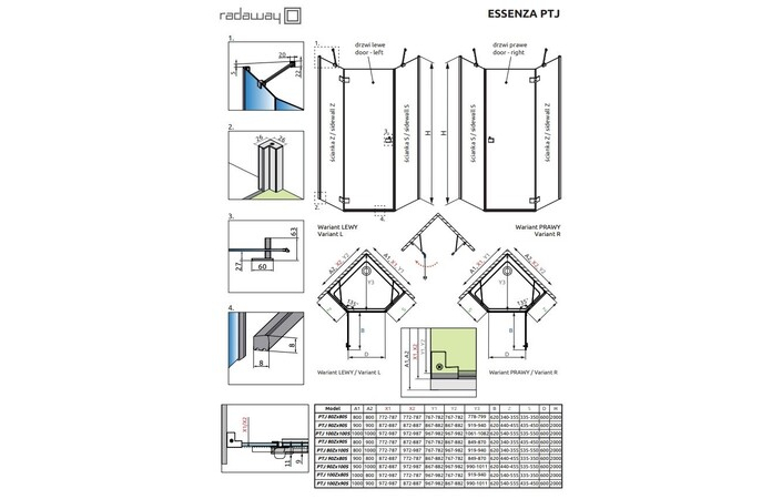 Душові двері Essenza Brushed Gold PTJ 620 L RADAWAY - Зображення 184380729-a1b55.jpg