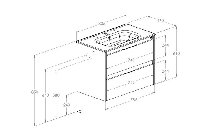 Шафка з умивальником Alpine Unik 800 A852014806 Roca - Зображення 185063090-f2f90.jpg