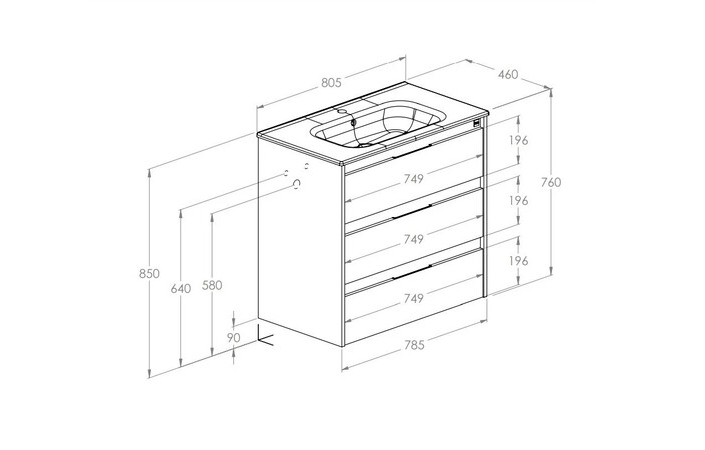 Шафка з умивальником Alpine Unik 800 A852017806 Roca - Зображення 185063092-9c77b.jpg