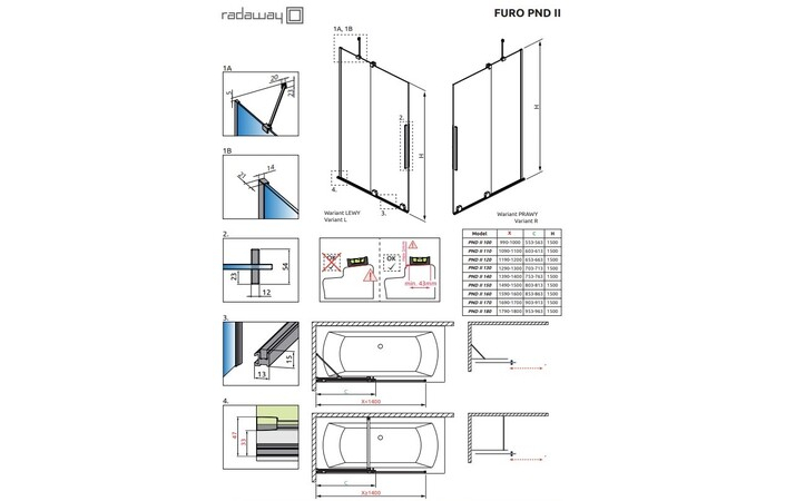 Шторка для ванни Furo Brushed Nickel PND II 1000 R RADAWAY - Зображення 185063139-c44e5.jpg