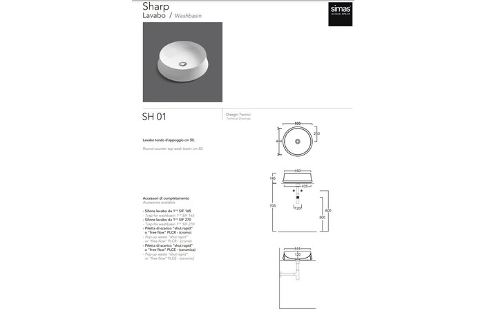 Умывальник Sharp SH 01 Blak Glossy SIMAS - Зображення 1851165-aabc1.jpg