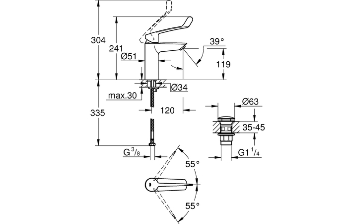 Змішувач для умивальника M-Size Eurosmart New 23983003 Grohe - Зображення 185135034-55d0b.jpg