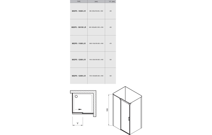 Душова кабіна прямокутна MSDPS-110-80 R Transparent, (0WPD4100Z1) RAVAK - Зображення 1859364-21b5b.jpg